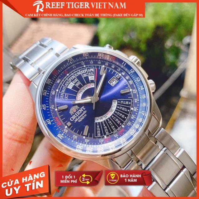 Đồng hồ nam Orient FEU07008DX máy cơ Automatic, kính mineral chịu lực, lịch vạn niên, lịch thứ-ngày, case 43mm