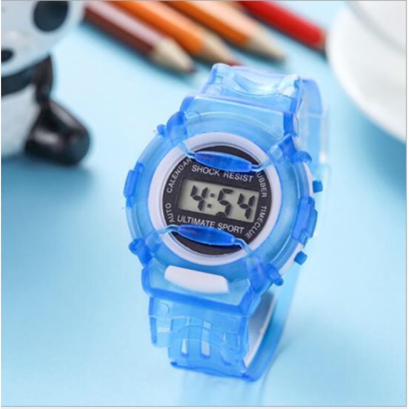 (New) Đồng hồ trẻ em điện tử dây nhựa dẻo 5 màu sinh động