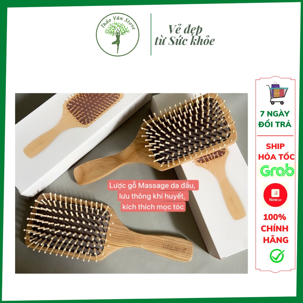 ⭐Lược gỗ massage da đầu Weilaiya giúp tuần hoàn máu não, kích mọc tóc⭐