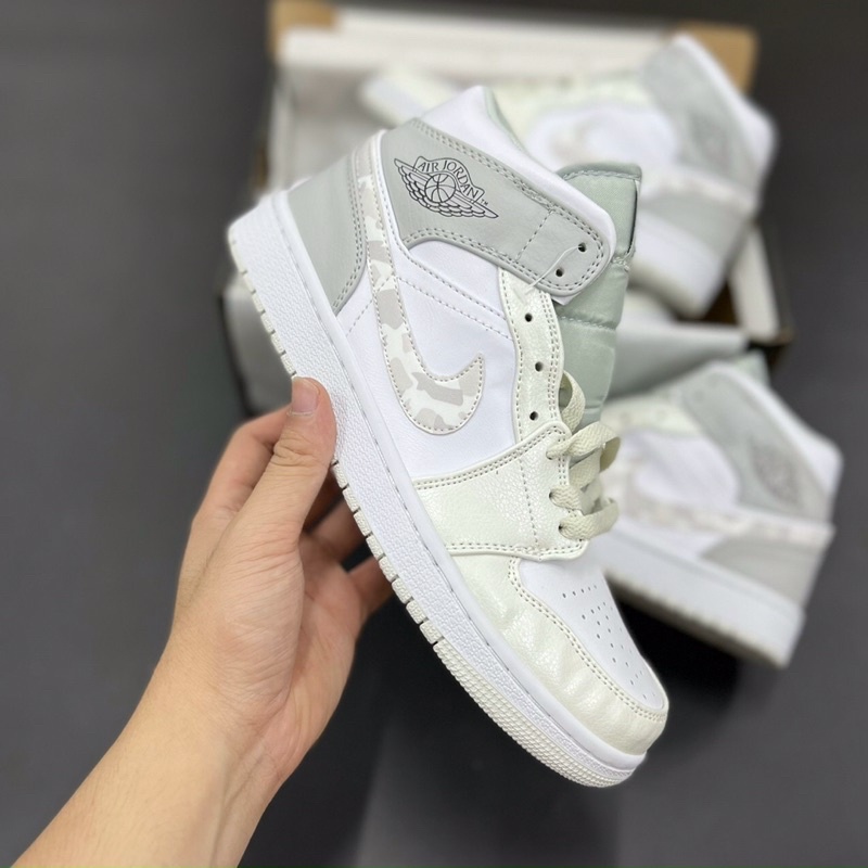 (ẢNH THẬT 1.1) Jordan Camo High cổ cao bản da nhăn