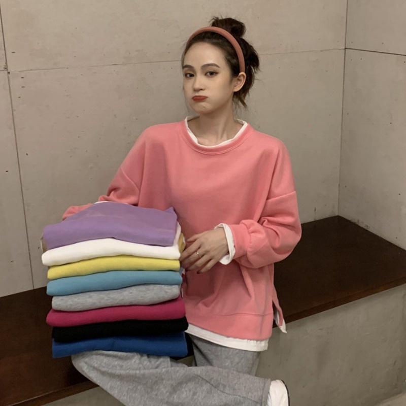 Áo len nữ dài tay cổ tròn màu sắc thời trang | BigBuy360 - bigbuy360.vn