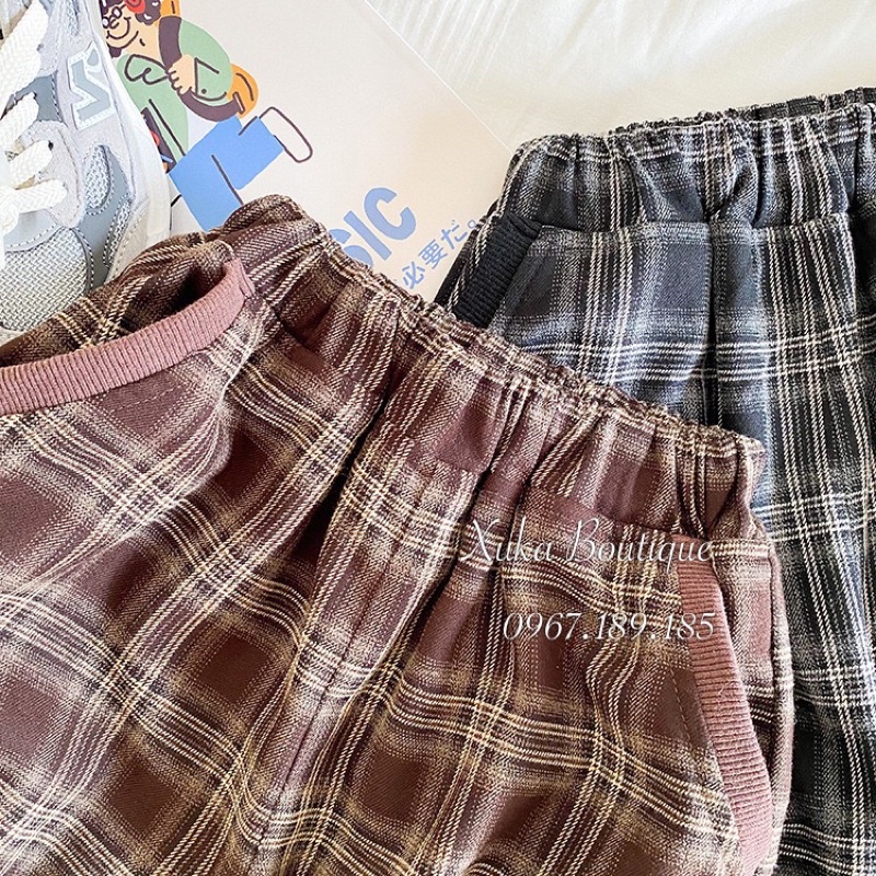 Quần Áo Trẻ Em | Quần Nỉ Kẻ Lót Lông Dày Ấm Cho Bé / Quần Kẻ Quảng Châu Cao Cấp Cho Bé 1 - 8 tuổi [Ảnh Thật]