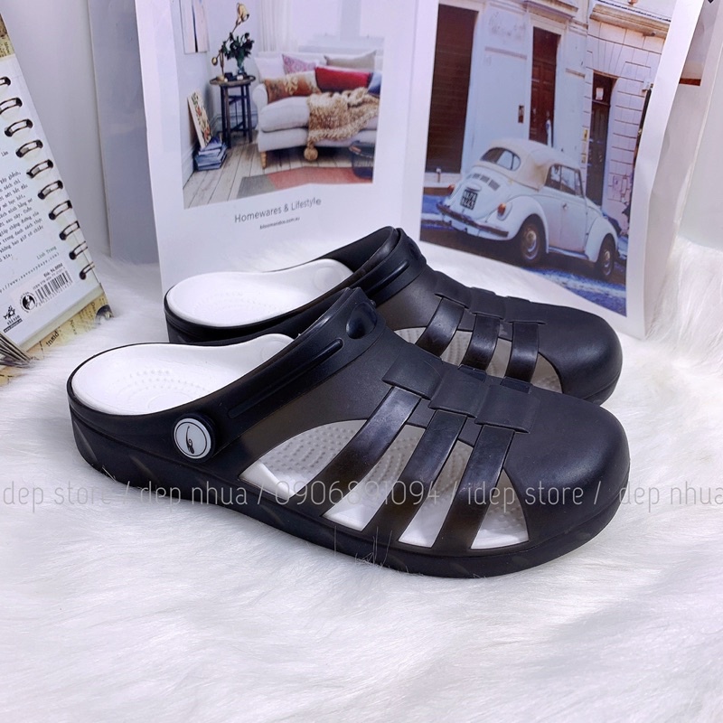 𝐢𝐃É𝐏 𝐆𝐋𝟎𝟒𝟑 Giày sục nhựa dẻo đi mưa bít mũi EVA siêu nhẹ chống nước thoáng khí - Sandal ngư dân cao 3cm cho nữ