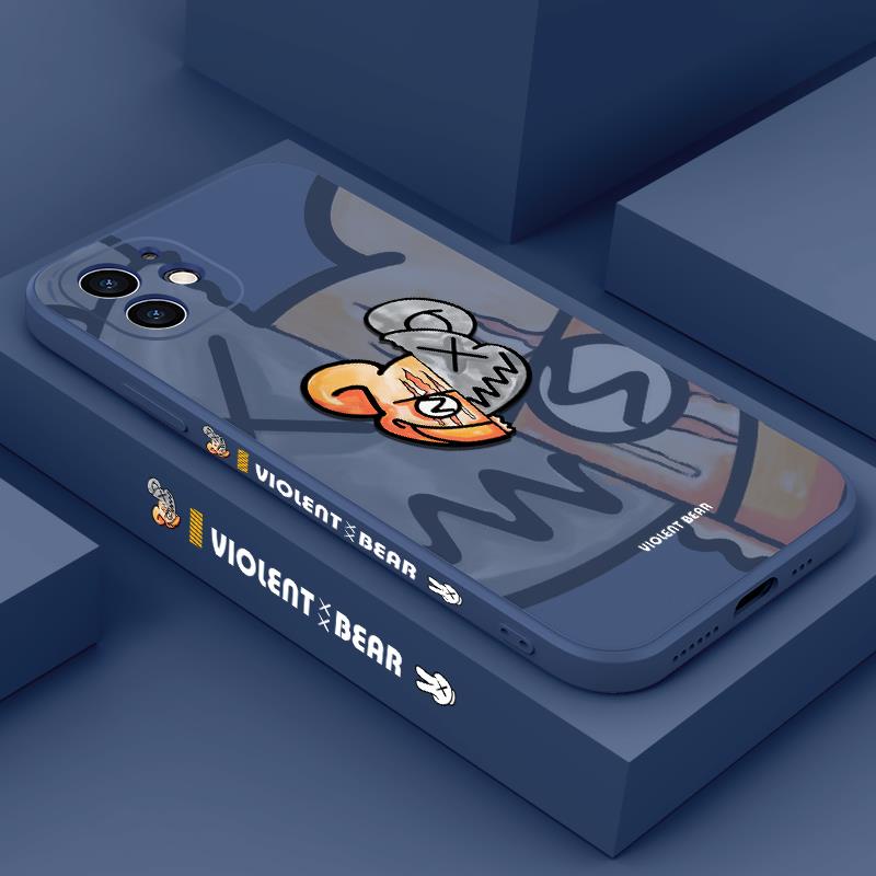 Ốp Điện Thoại Silicon Vuông Mềm Hình Gấu Hoạt Hình Cho iPhone 13 pro Max 12 pro Max 6s plus 7 plus 8 X Xs Xr Xsmax 11 pro Max Se2020