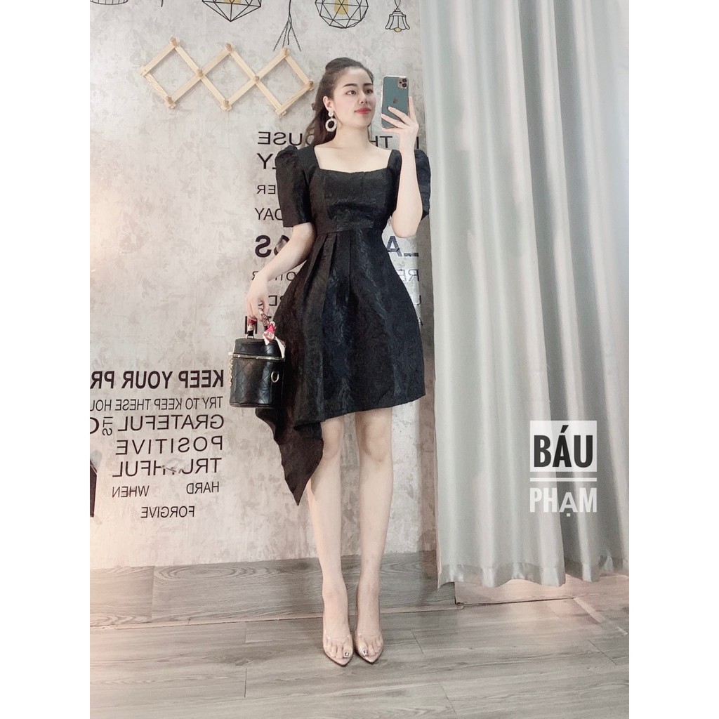 ⚡️ GIẢM GIÁ 30% - VÁY THIẾT KẾ CHẤT XỐP VẠT LỆCH, CỔ VUÔNG.