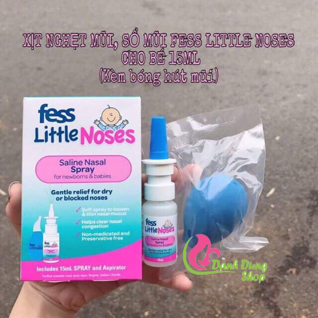 Xịt Mũi Kèm Bóng Hút Fess Little Noses Úc 15ml (mẫu mới)