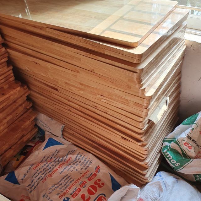 Mặt bàn gỗ cao su đầy đủ kích thước đã sơn,phủ bóng và bo góc- Mua về là dùng