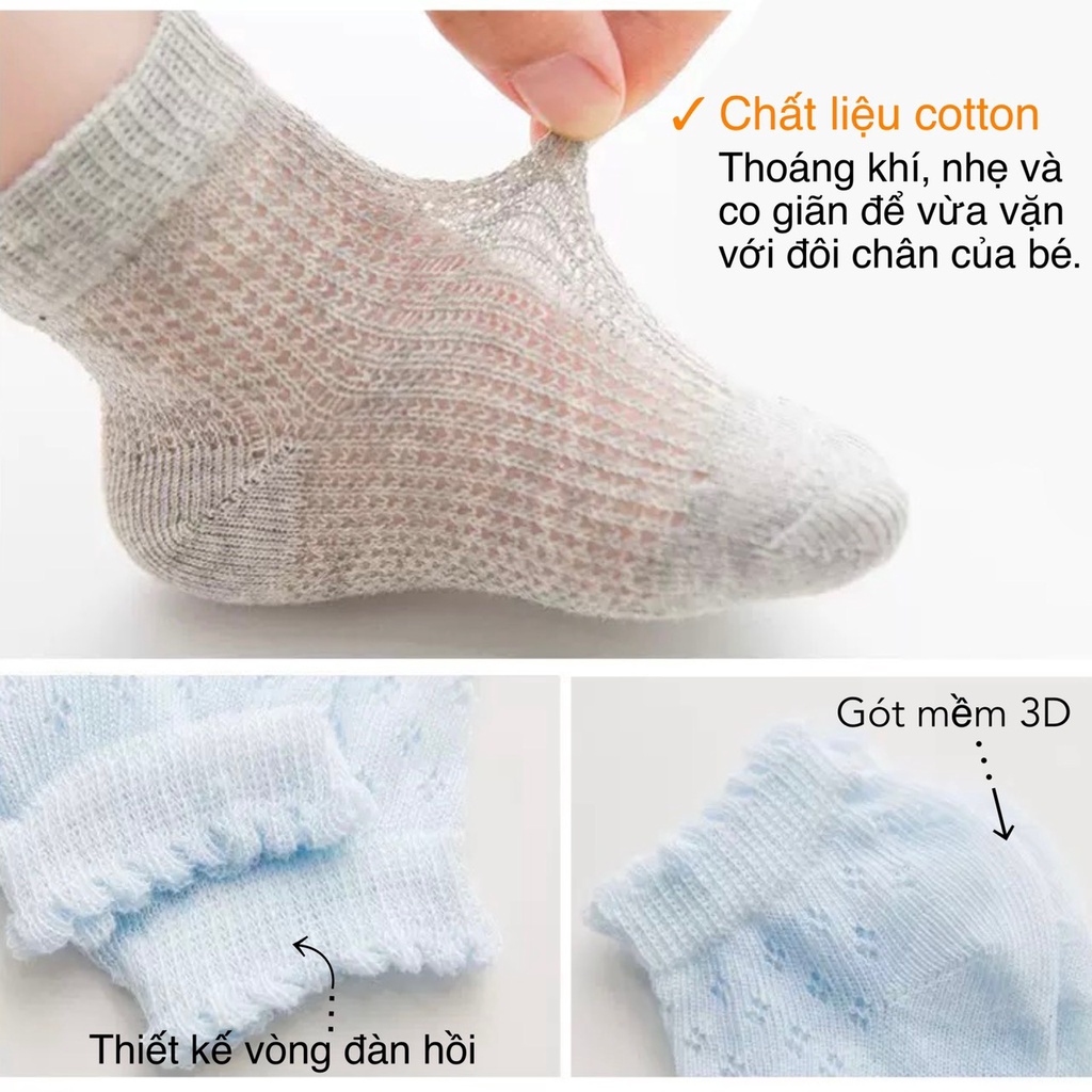 Tất lưới cho bé sơ sinh 0-3 tháng TAT04 ( giá 1 đôi )