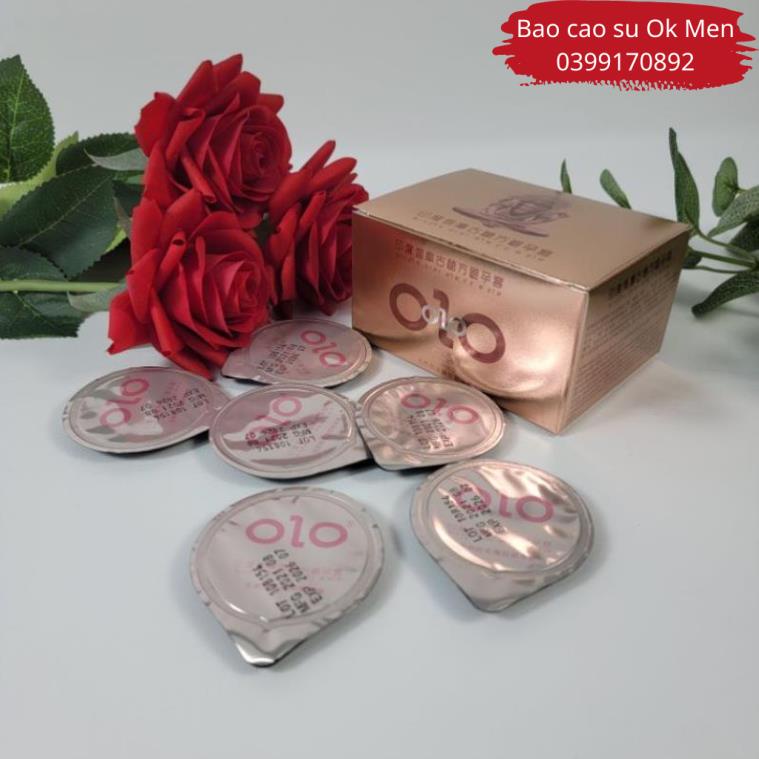 Bao Cao Su OLO 001 Hồng, bcs Gân Gai, Siêu Mỏng, Nhiều Gel Bôi Trơn Hộp 10 BCS
