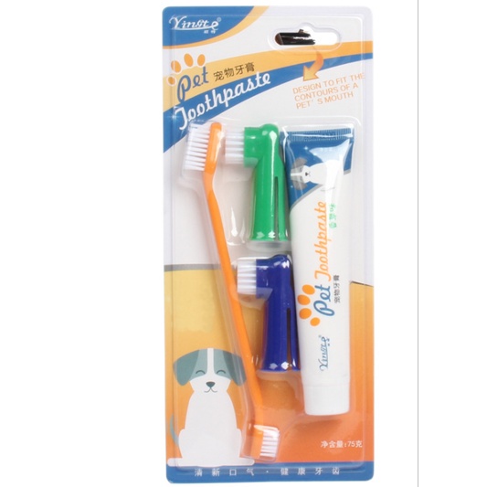 Bộ Đánh Răng Kem Đánh Răng Bàn Chải Đánh Răng Chó Mèo Pet Joothpaste-ShopPetAz