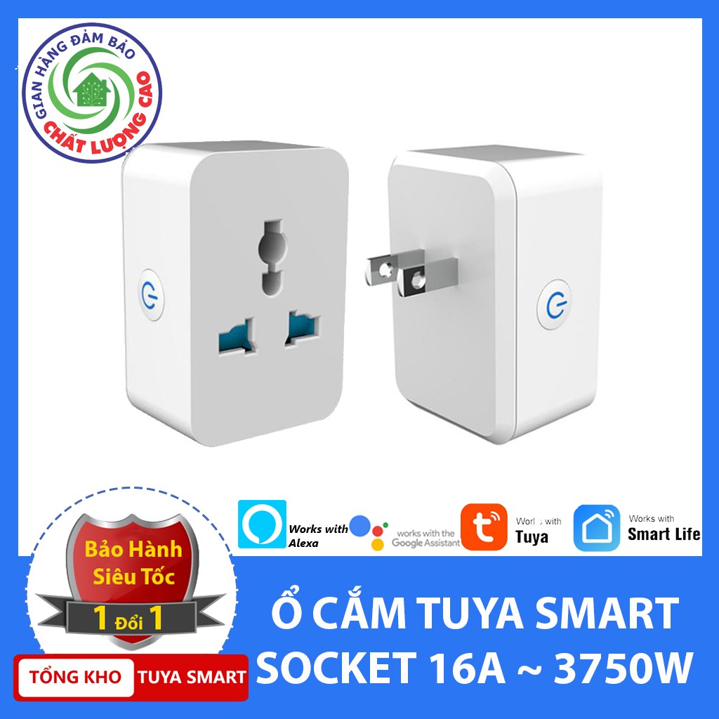 [KHAI TRƯƠNG GIẢM GIÁ 30%] Ổ Cắm TUYA WIFI Điều Khiển Từ Xa Công Suất 15A/3750W - Đo Điện Năng Tiêu Thụ