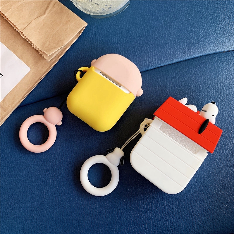 Vỏ silicon bọc hộp đựng tai nghe Airpod hình chú chó Snoopy/cậu bé Martin trong hoạt hình Peanut