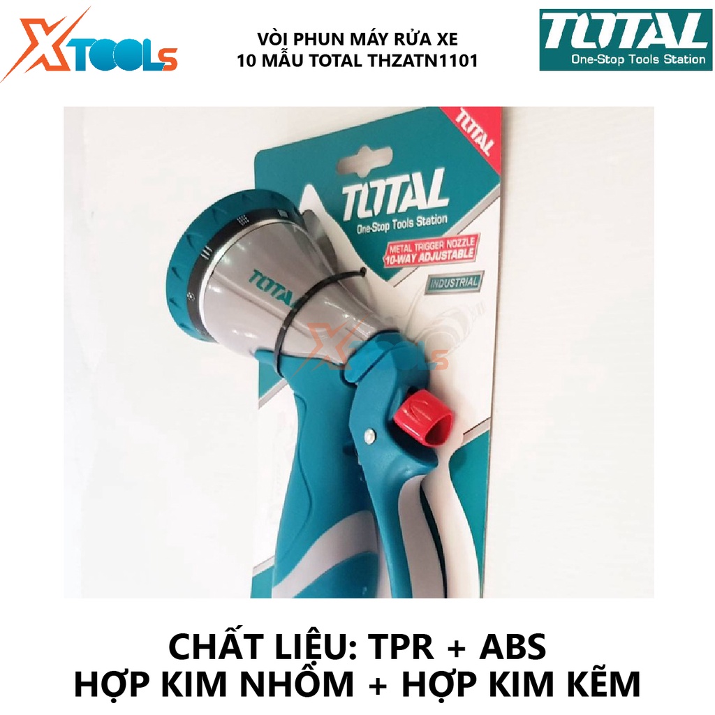 Vòi phun máy xịt rửa TOTAL THZATN1101 vòi xịt phun nước 10 tia Kích thước 14*7*18.3cm Chất liệu TPR + ABS + Hợp kim nhôm