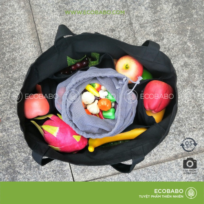 Túi vải bố phân ngăn thực phẩm tiện dụng đi chợ hàng ngày Ecobabo