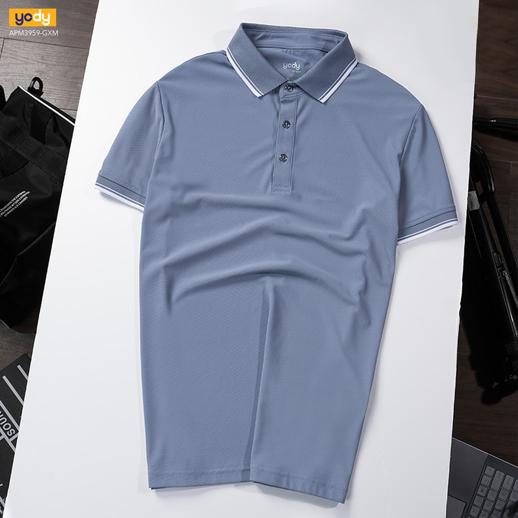 Áo Thun Nam Có Cổ Áo Phông Polo Nam airy cool bo kẻ YODY APM3959 | BigBuy360 - bigbuy360.vn
