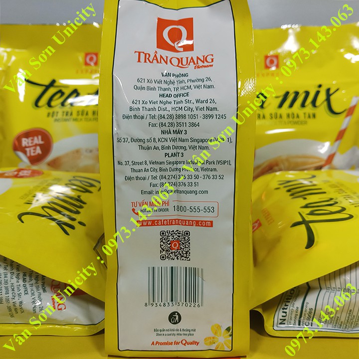 05 bịch Trà sữa Tea mix Trần Quang 480g (24 gói dài * 20g)