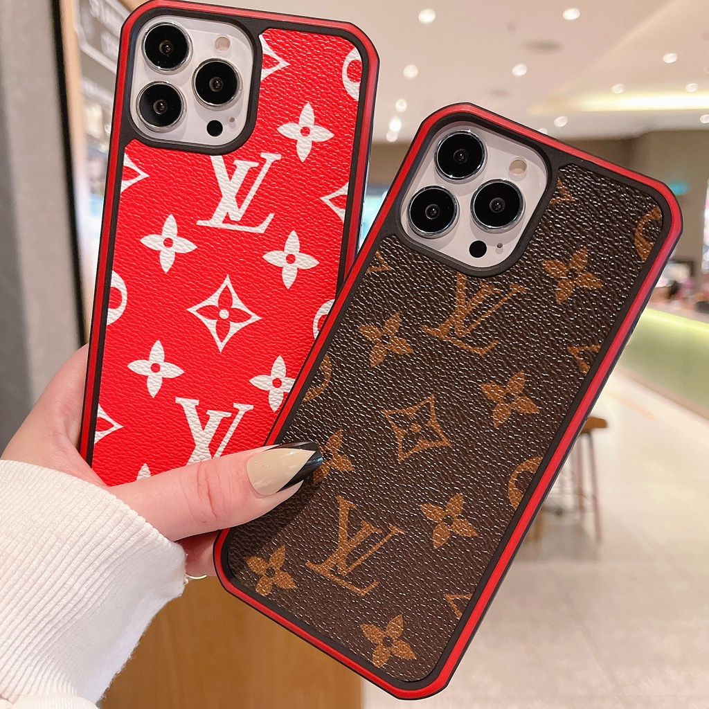 Ốp Điện Thoại Viền Màu Họa Tiết LV Cho iPhone 13Promax 12Pro 11promax XSMAX XR XS X