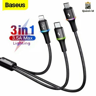 Dây cáp Baseus 1.2M 3.5A Micro USB TYPE C LED 3 trong 1 cho IPHONE