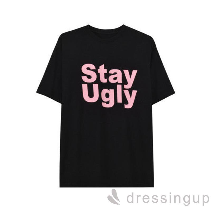 DRE-Women Summer Short Sleeve T-shirts,Letter Print Loose Casual Tops