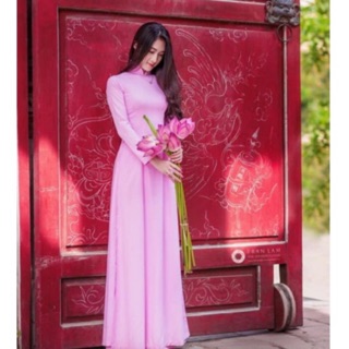 Áo dài hồng 4 tà lụa tằm ý nhẹ nhàng - adh4t4 - áo dài ý như