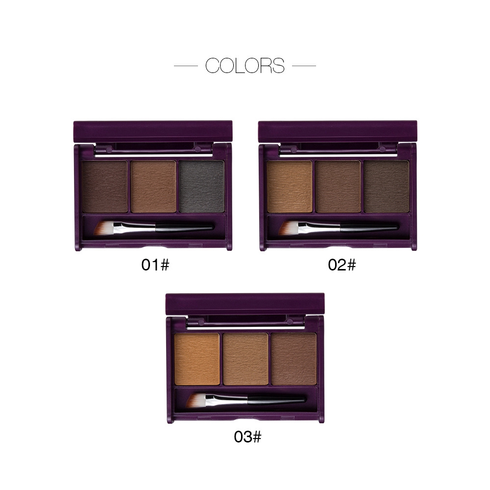 Hộp phấn vẽ lông mày 3 màu kháng nước không nhòe tích hợp cọ tiện dụng | BigBuy360 - bigbuy360.vn