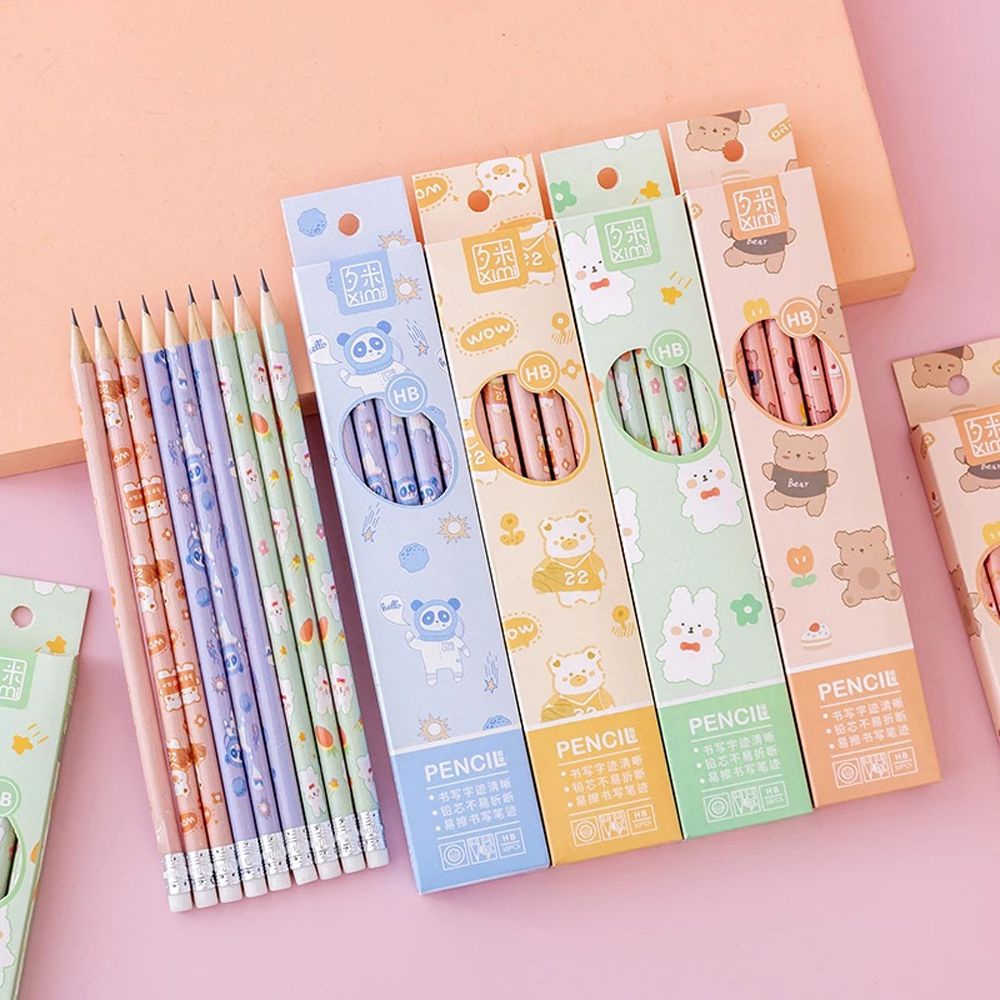 Set 10 Bút Chì Gỗ Họa Tiết Hoạt Hình Dễ Thương Cho Học Sinh