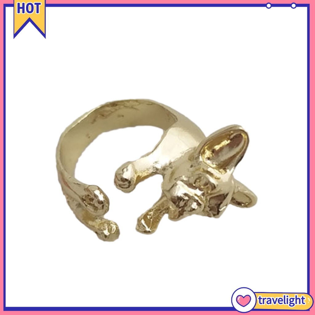 Nhẫn Hở Hình Chó Pit Bull Phong Cách Retro