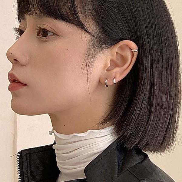 Khuyên tai bạc Khuyên tròn trơn sát tai bạc đẹp Van Jewelry V10597