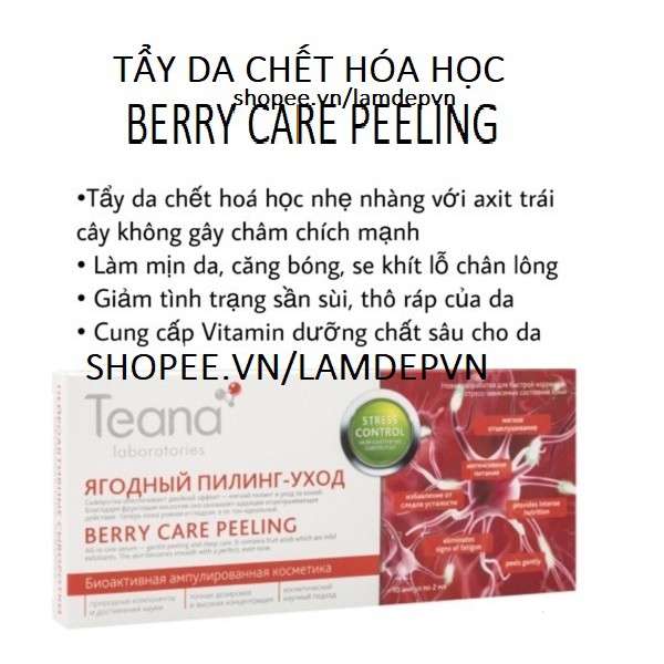 Serum Teana Stress Control Berry Care Peeling tẩy da chết hoá học nhẹ nhàng, làm da bóng mịn, se lỗ chân lông