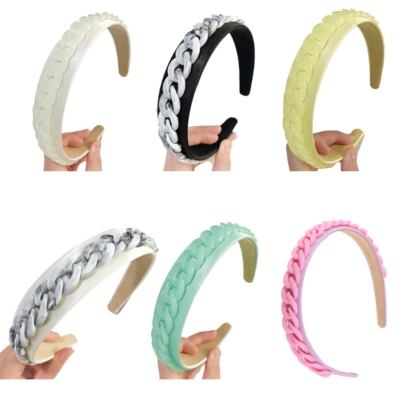 Flgo Băng Đô Bện Sợi Acrylic Màu Kẹo Ngọt Ngào Rửa Mặt Bản Rộng Cho Nữ