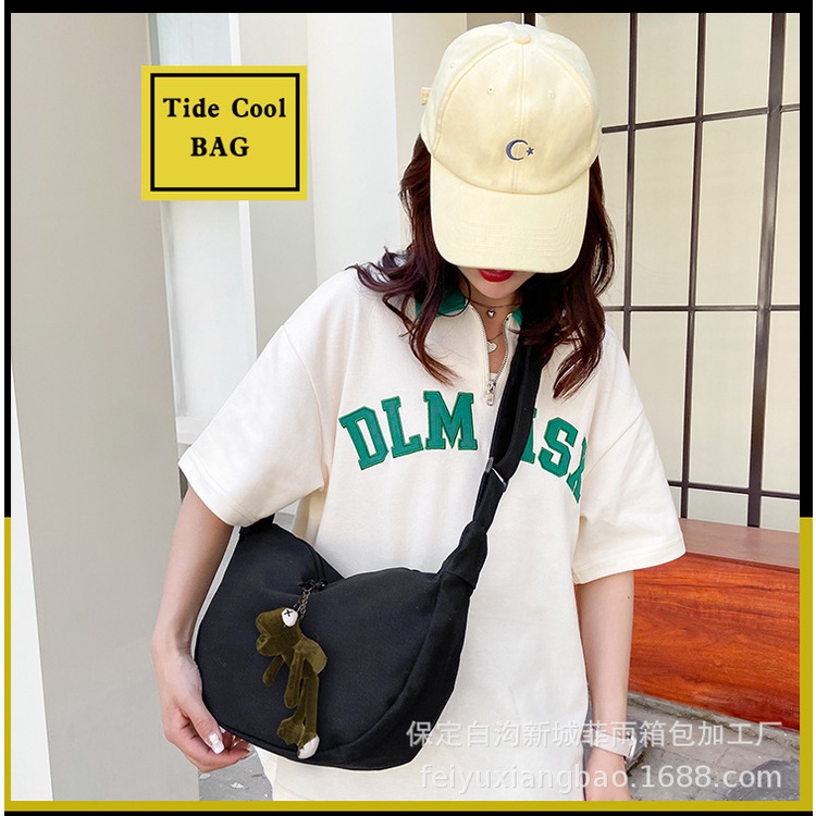 Túi Xách Đeo Vai Vải Bạt Sức Chứa Lớn Phong Cách Harajuku Nhật Bản Cho Nam Nữ