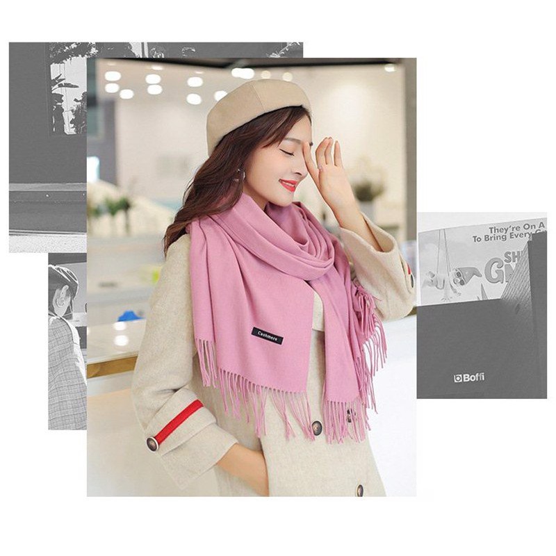 Khăn quàng cổ nữ mùa đông len cashmere choàng cổ đẹp giữ ấm đủ màu trơn đen, vàng, đỏ, be, xanh dương, tím, rêu, hồng