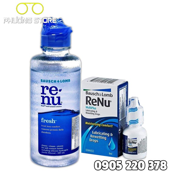 Combo nước ngâm lens & nhỏ mắt RENU