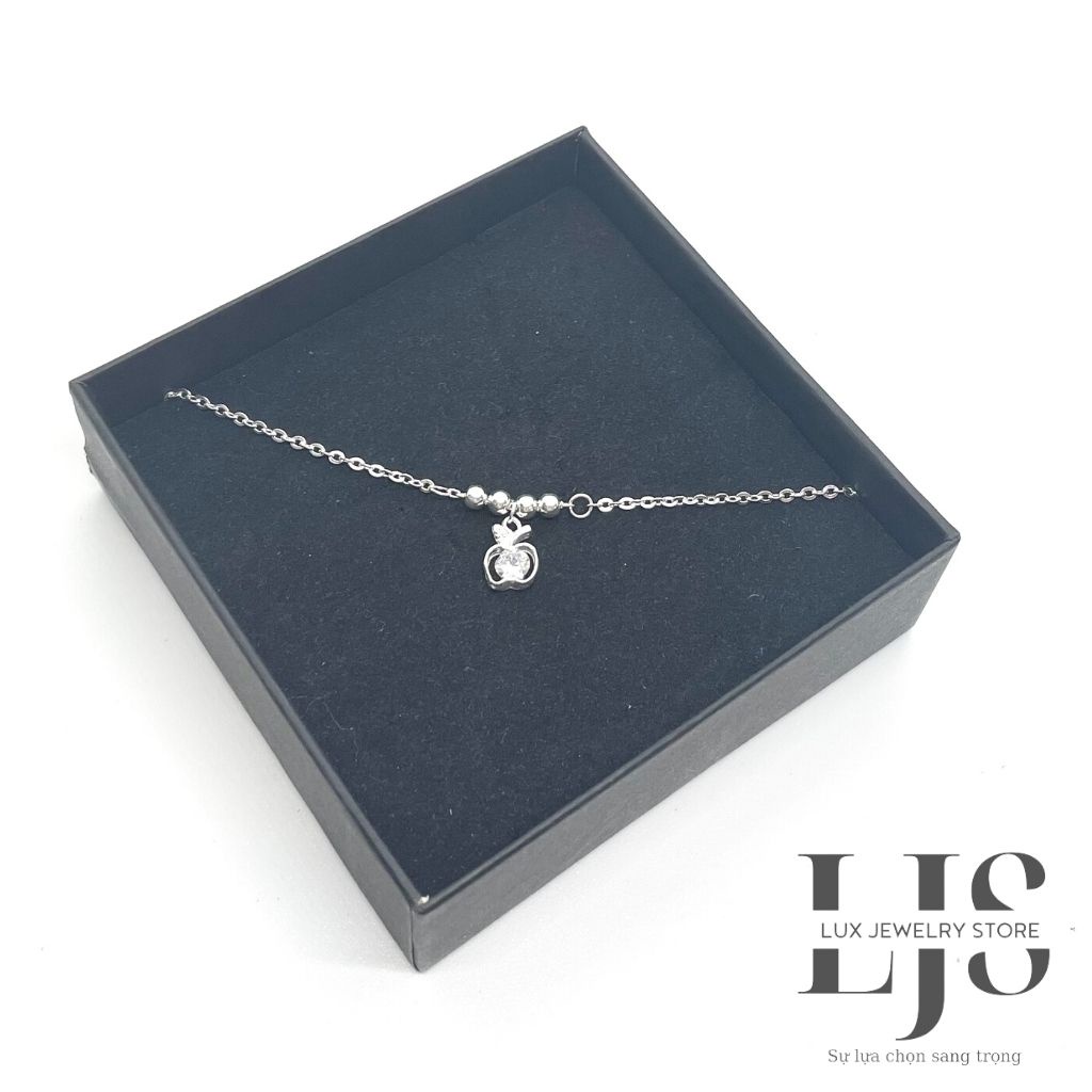 Lắc chân nữ bạc 925 Lux Jewelry, lắc chân bạc nữ mặt hình quả táo đính đá - LUX807