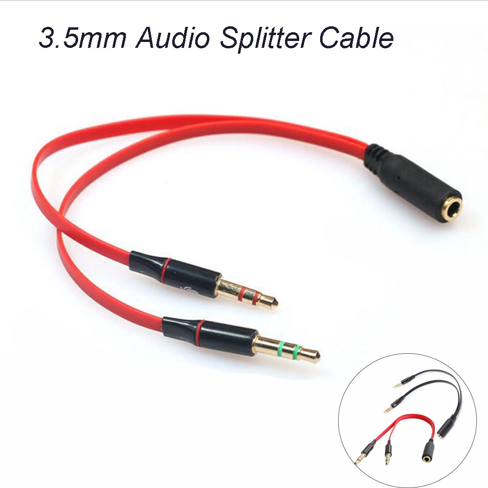 DLWLRMA 3.5mm Jack 1 Female To 2 Male Light Durable Professional Useful Universal Earphone Microphone Splitter