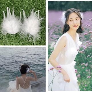 Set 2 trâm cài tóc hình lông vũ đính đá và ngọc trai nhân tạo thời trang dành cho nữ