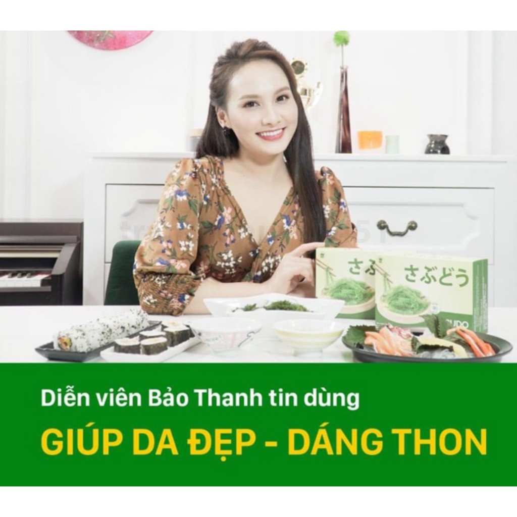 4 Gói Rong nho tách nước Sabudo tặng kèm 4 sốt mè 15ml