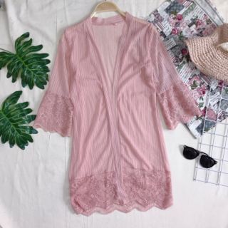 Áo khoác kimono viền ren