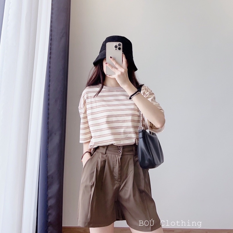 Quần short nữ trơn 2 nút kaki mềm 8618 (ảnh thật)