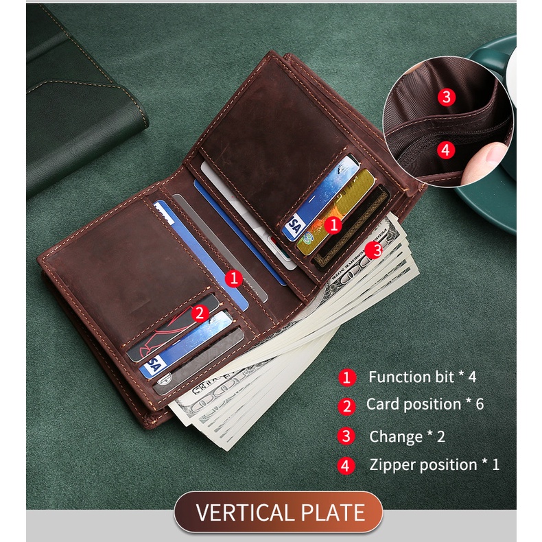 Ví Da Nam Da Bò Sáp Ngựa Điên Crazy Horse