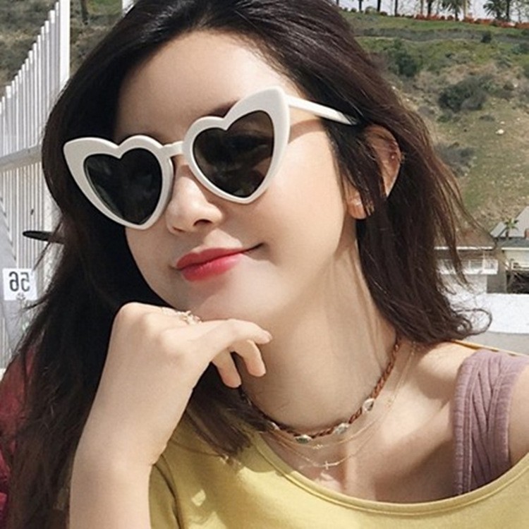 Kính mát hình trái tim không viền chống tia UV400 thời trang cho nữ