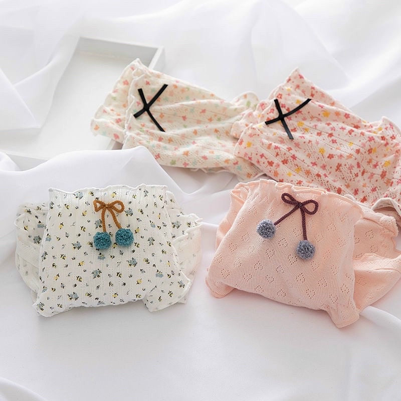 Quần lót cotton thông hơi cao cấp bánh bèo dễ thương hoa nhí