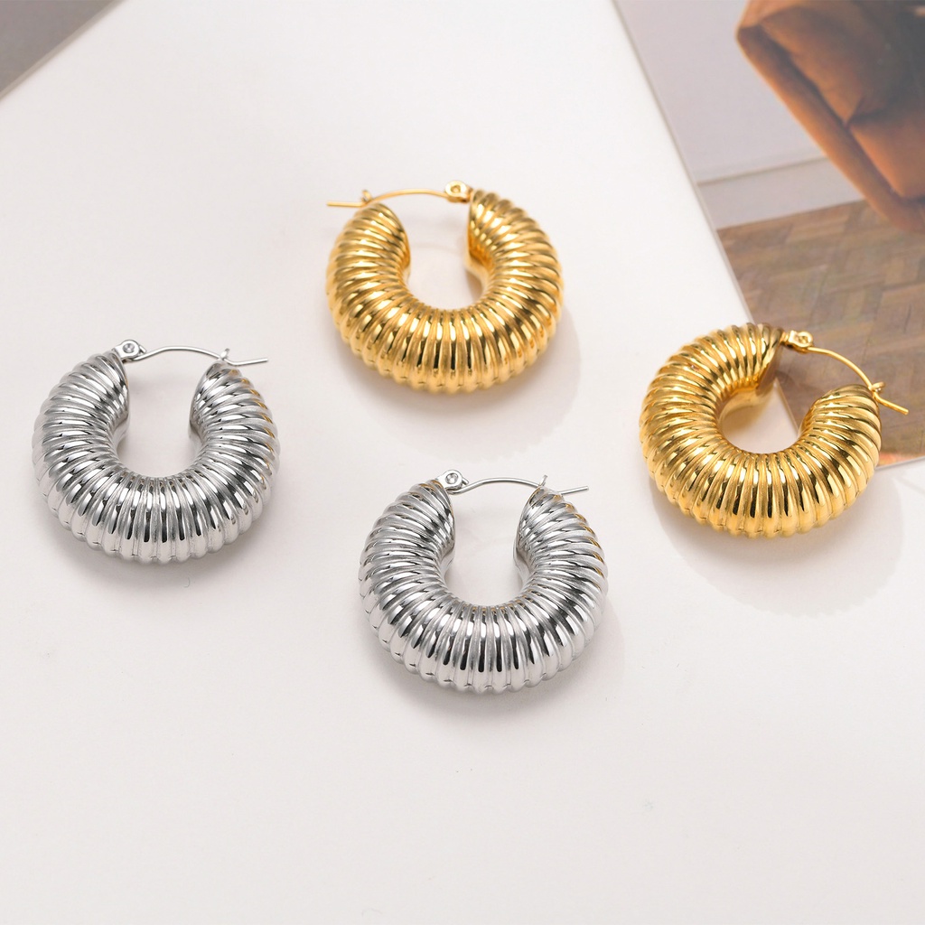 Vnox Khuyên Tai Vòng Tròn Lớn Màu Vàng Kim