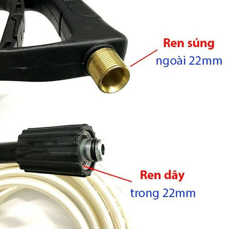 Bộ cốt ép dây rửa xịt xe mi ni gia đình ren trong 22mm