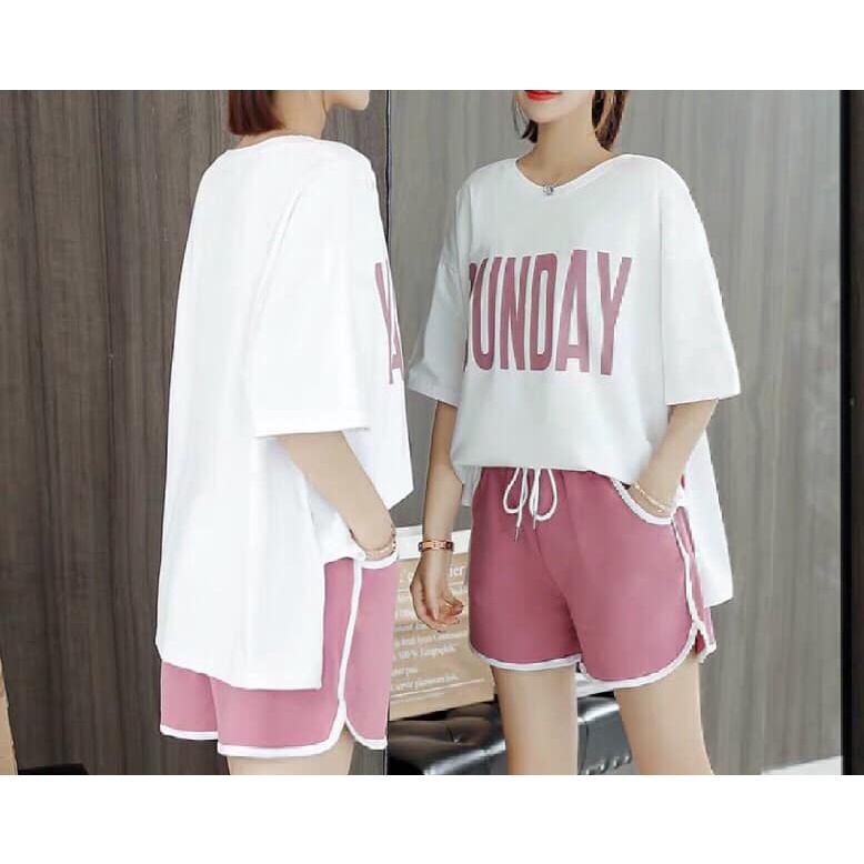 Bộ đồ cotton Sunday Set áo thun quần đùi mùa hè Junnie Closet