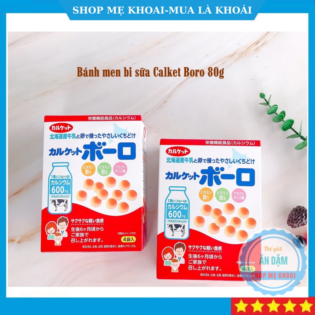 Bánh ăn dặm cho bé, Bánh Bi Men Sữa Calket Boro Nhật Bản 80g cho bé từ 5 tháng - Shop Mẹ Khoai