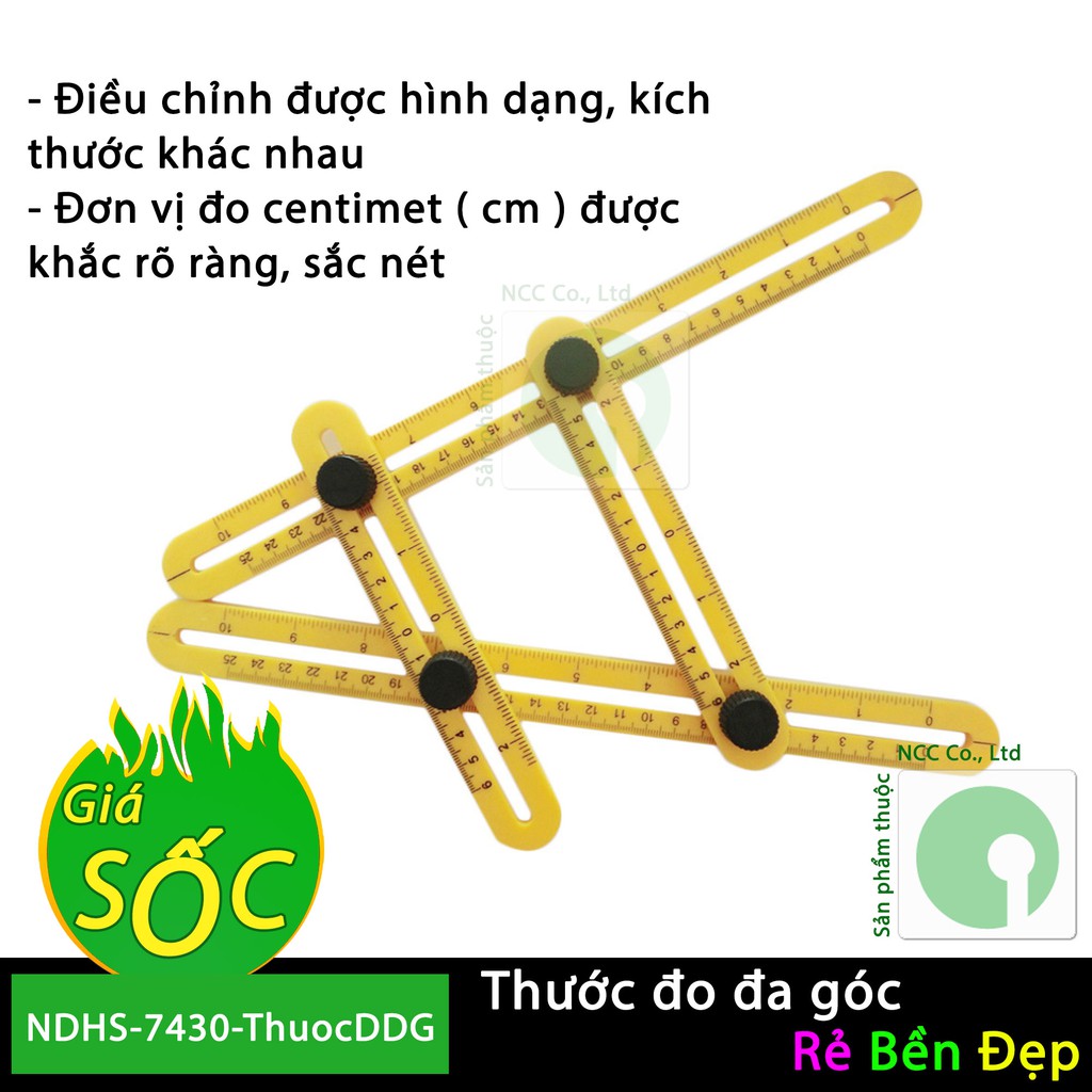 Thước đo đa góc với 4 góc khó - NDHS-7430-ThuocDDG (Nhựa tổng hợp)