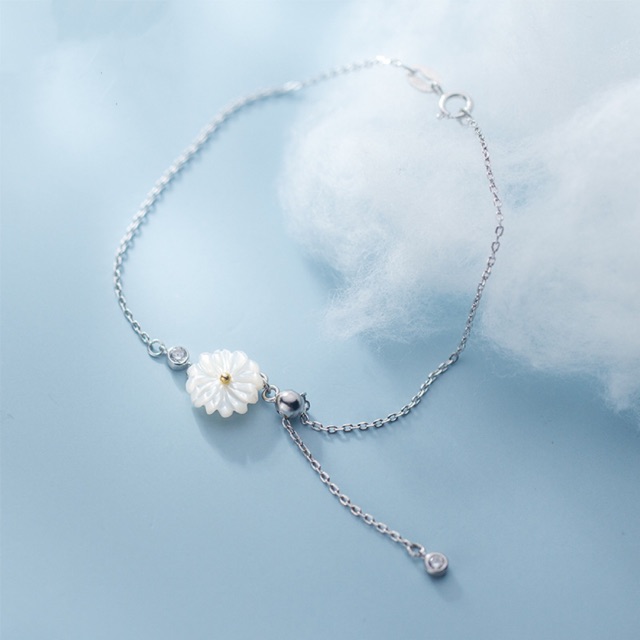 🌼 LẮC TAY NỮ BẠC HOA CÚC TRẮNG H.A.S SILVER 🌼 S925 PHỦ BẠCH KIM 🌼