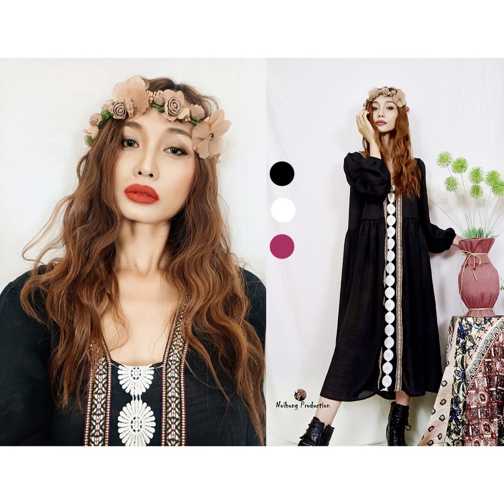 Đầm Váy Bohemian thổ cẩm maxi vintage dáng dài suông rộng đi biển đẹp xinh rẻ độc lạ tay lỡ Đủ bigsize bầu S M L XL XXL