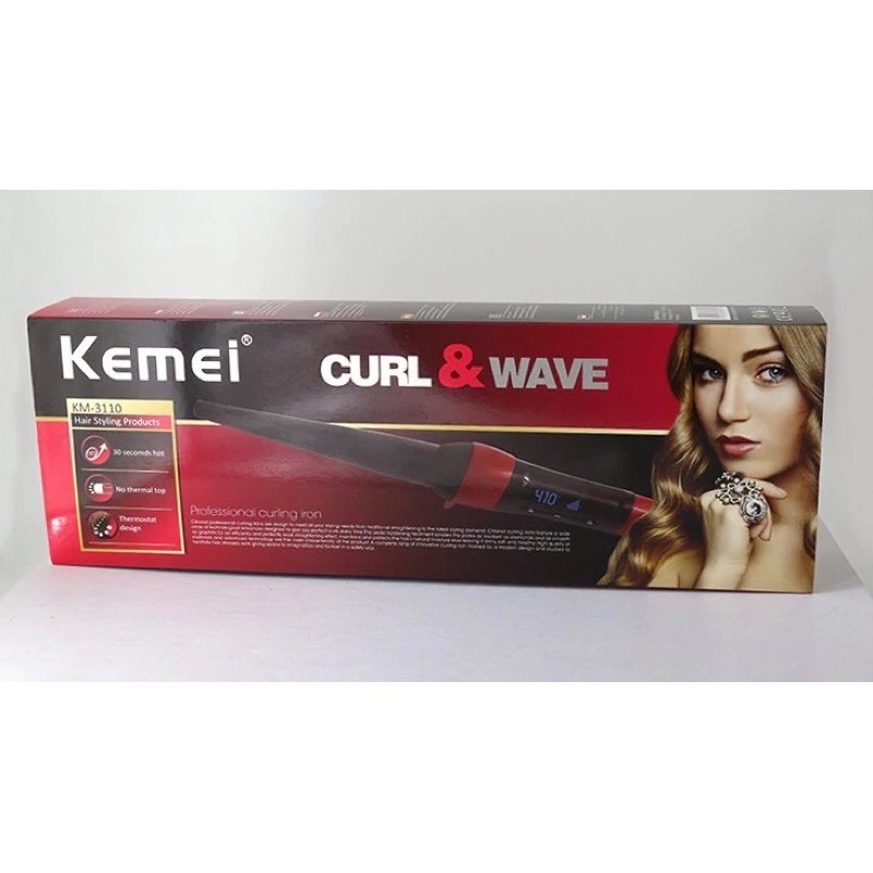 bán sỉ máy uốn tóc setting bồng bềnh có chỉnh nhiệt, màn hình LCD cao cấp kemei KM 3110